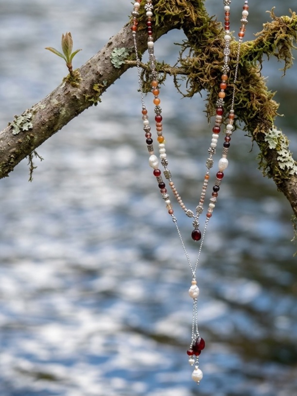 Cherry Blossom Boho Layered Necklace